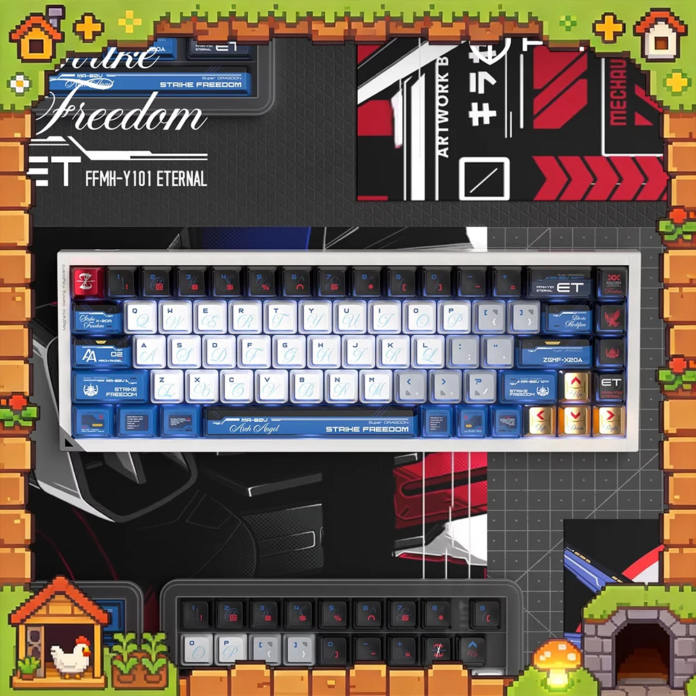 

PIIFOX KC-QXZY PC Keycaps Original Metallic Paint Keycap Sublimation Keyboard Keycaps Customized PC Accessories Gifts