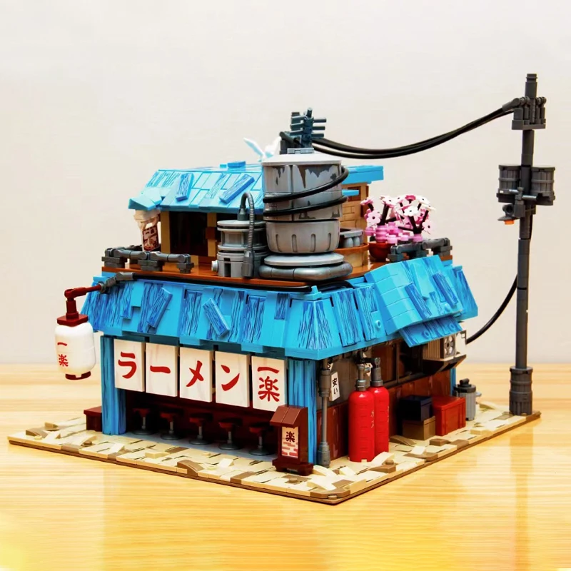 MOC City Idea Streetview Yile Ramen Shop Building Blocks Creative Japanese Noodle House Model Bricks Toys For Boy Birthday Gift