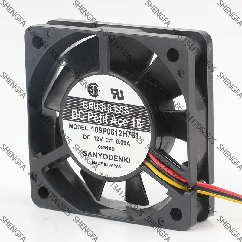 

New Original Cooling fan Sanyo 5V 24V 48V DC 12V 0.09A 6CM Silent chassis Inverter Three-wire 109P0612H761 AC EC 6015 60X60X15MM
