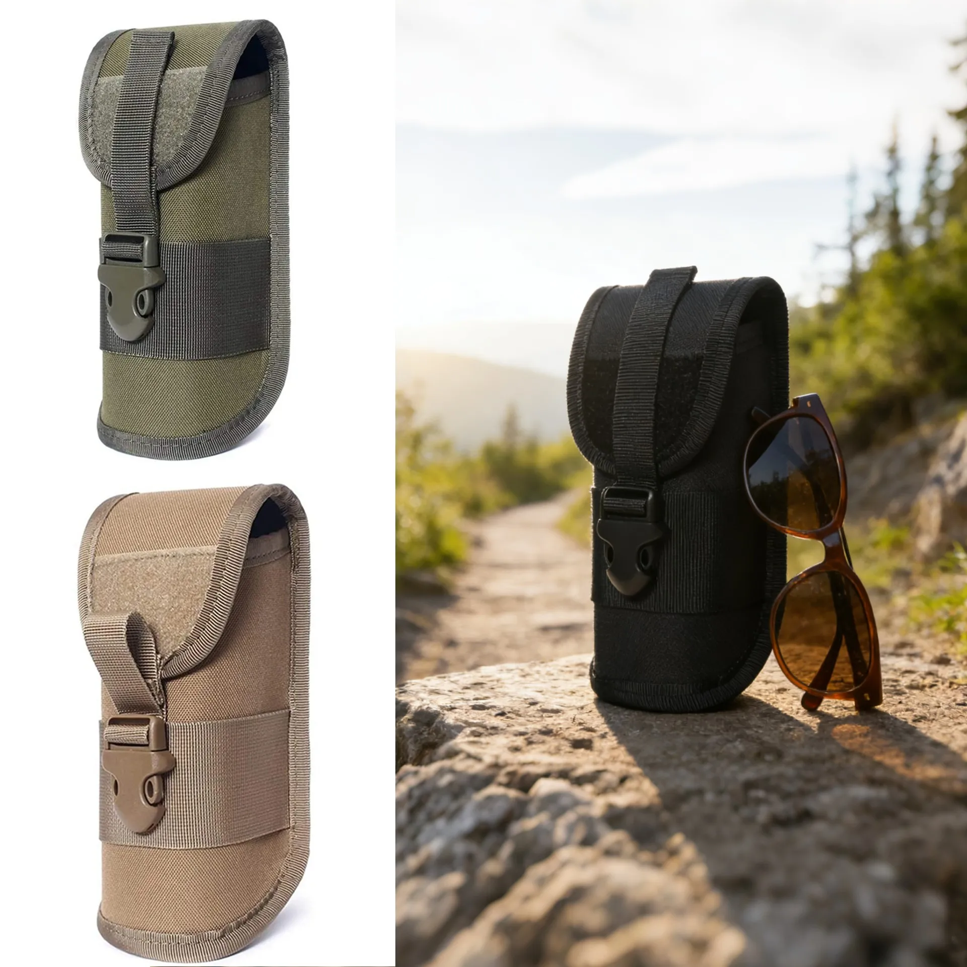 Outdoor Hartschale Sonnenbrillentasche EDC Molle Brillenpaket Utility Wandern Jagdzubehör Verdicktes Sonnenbrillenetui