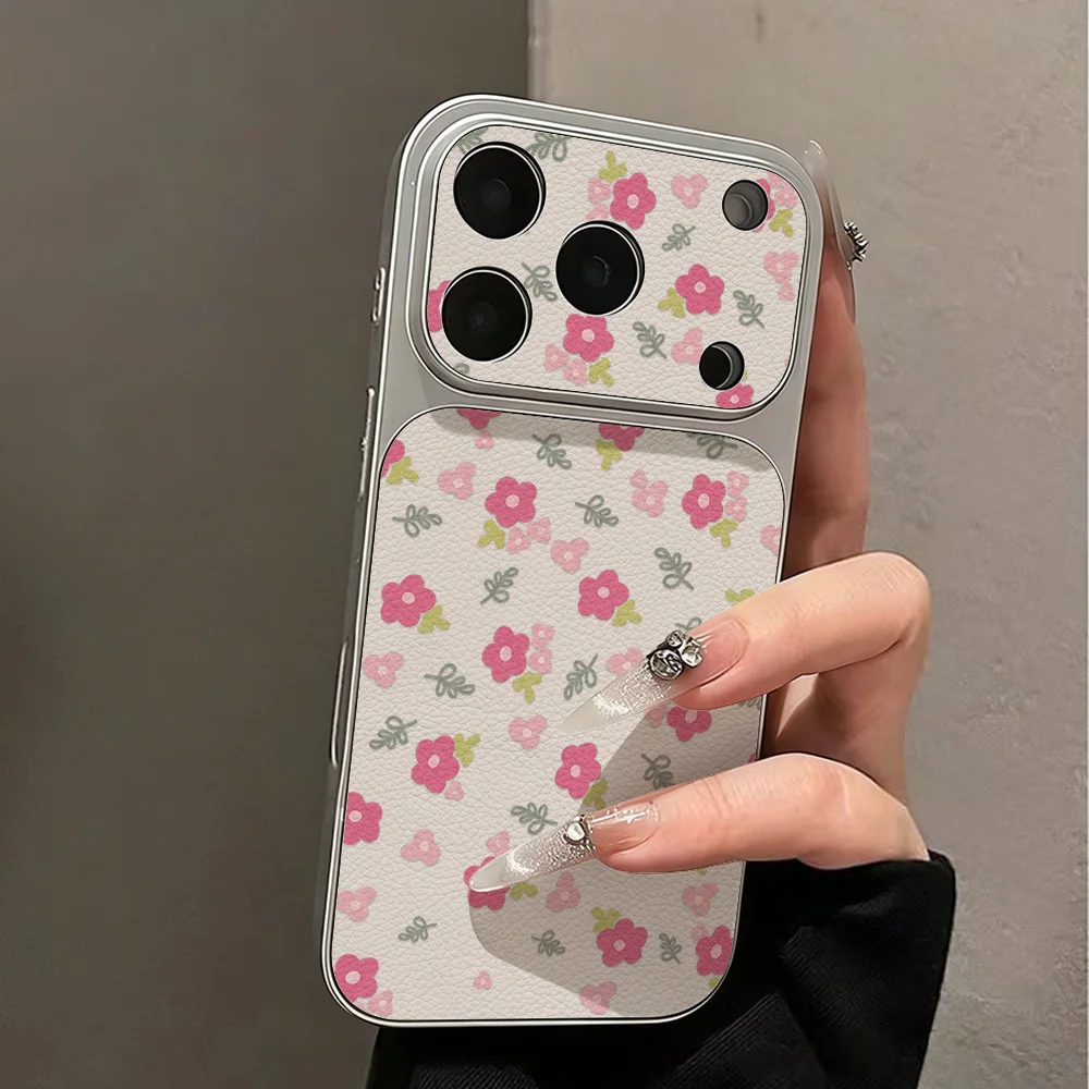 Coque de téléphone de luxe INS motif floral avec grande fenêtre pour iPhone 17 16 Pro Max 14 15 13 12 11, protection d'appareil photo, antichoc, ultra-fine