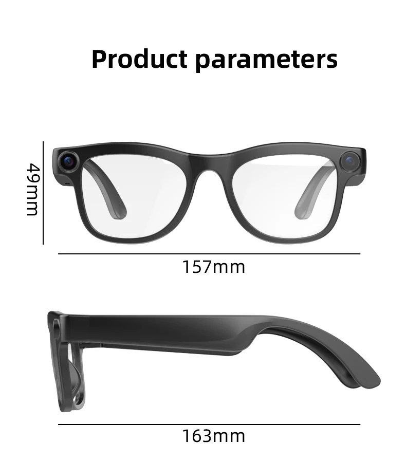 2026 intelligent AI glasses, real-time translation 8MP high definition camera, call music IPX4 waterproof