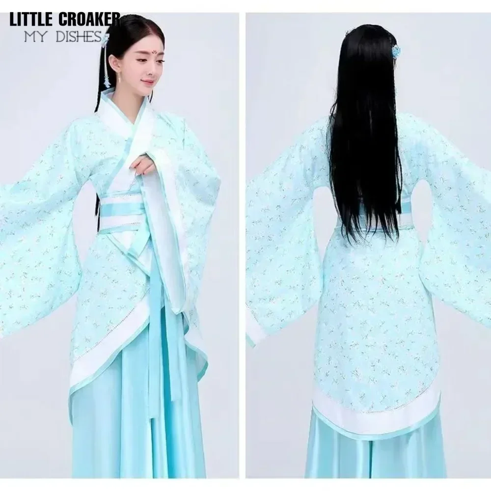 فستان هانفو الصيني التقليدي للنساء ، سلالة تانغ ، ملابس خرافية ، زي قديم ، أحمر وأبيض ، جديد