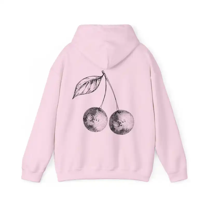 هوديي كرة ديسكو الكرز العصرية Coquette Mirrorball الحراري لطيف كبير الحجم باللون الكحلي بأكمام طويلة ملابس الشارع الشهير لهدايا لها #5