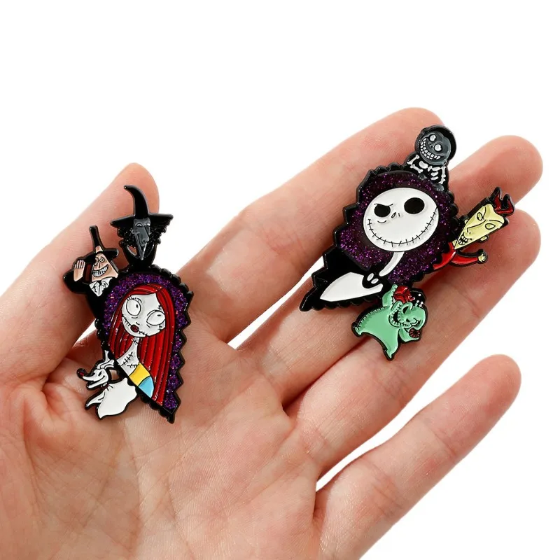 

Disney Brooches The Nightmare Before Christmas Jack Skellington Sally Cartoon Lapel Pins Enamel Badges Backpack Clothes Decor