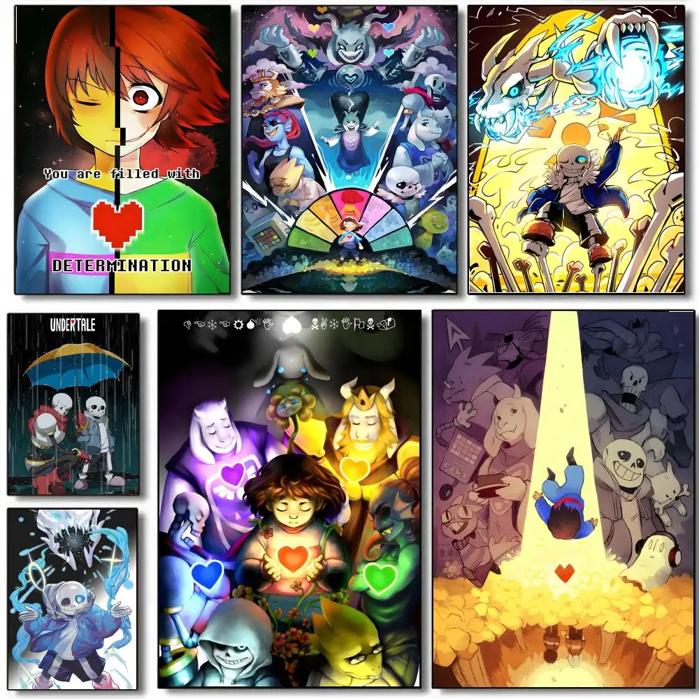 Game U-Undertale Poster Self Adhesive Sticker Home Bedroom Living Room Game Room Decoration