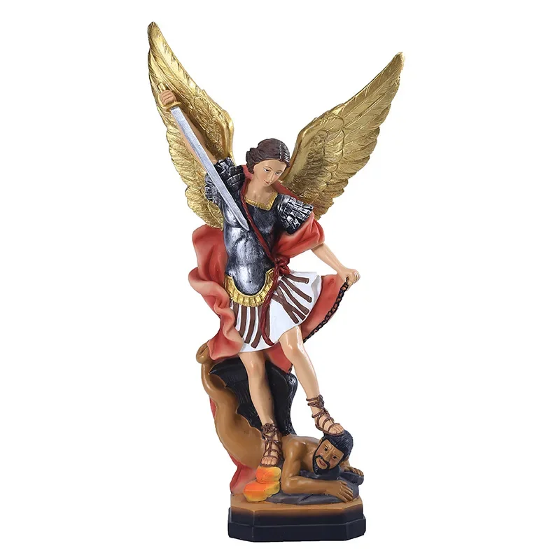 

Statue Sculpture St. Michael Archangel Slaying Demon Figurine Resin Ornament Home Office Desk Bedroom Decoration Gift