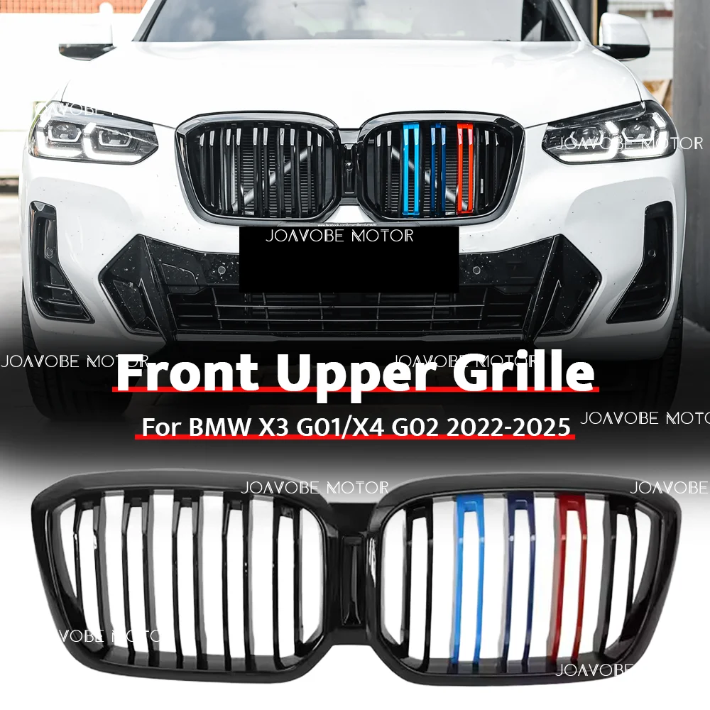 

Глянцевая решетка переднего бампера в стиле Double Line M-Color для BMW X3 G01 X4 G02 2022-2024