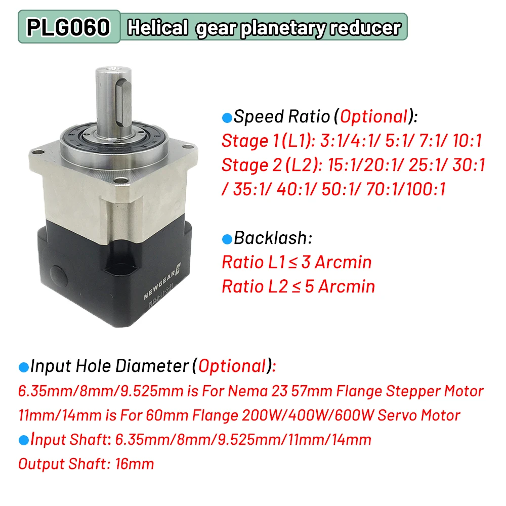 High Precision Helical Planetary Gearbox3Arcmin Ratio 3:1 11/14mm Input for Stepper/Servo Motors Compatible with Nema17/23/34 - Image 3