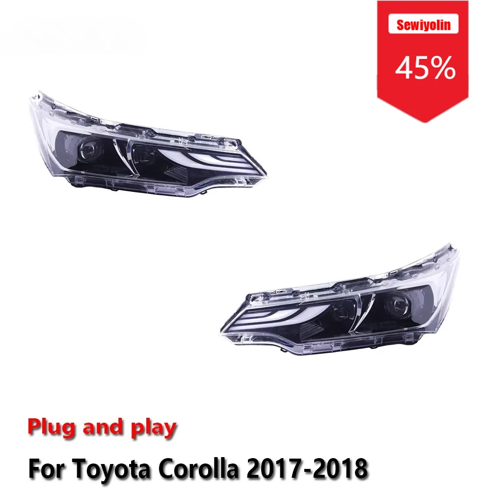 

Sewiyolin автомобильные светодиодные фары в сборе для Toyota Corolla 2017-2018 противотуманные DRL тормозные указатели поворота Plug and Play