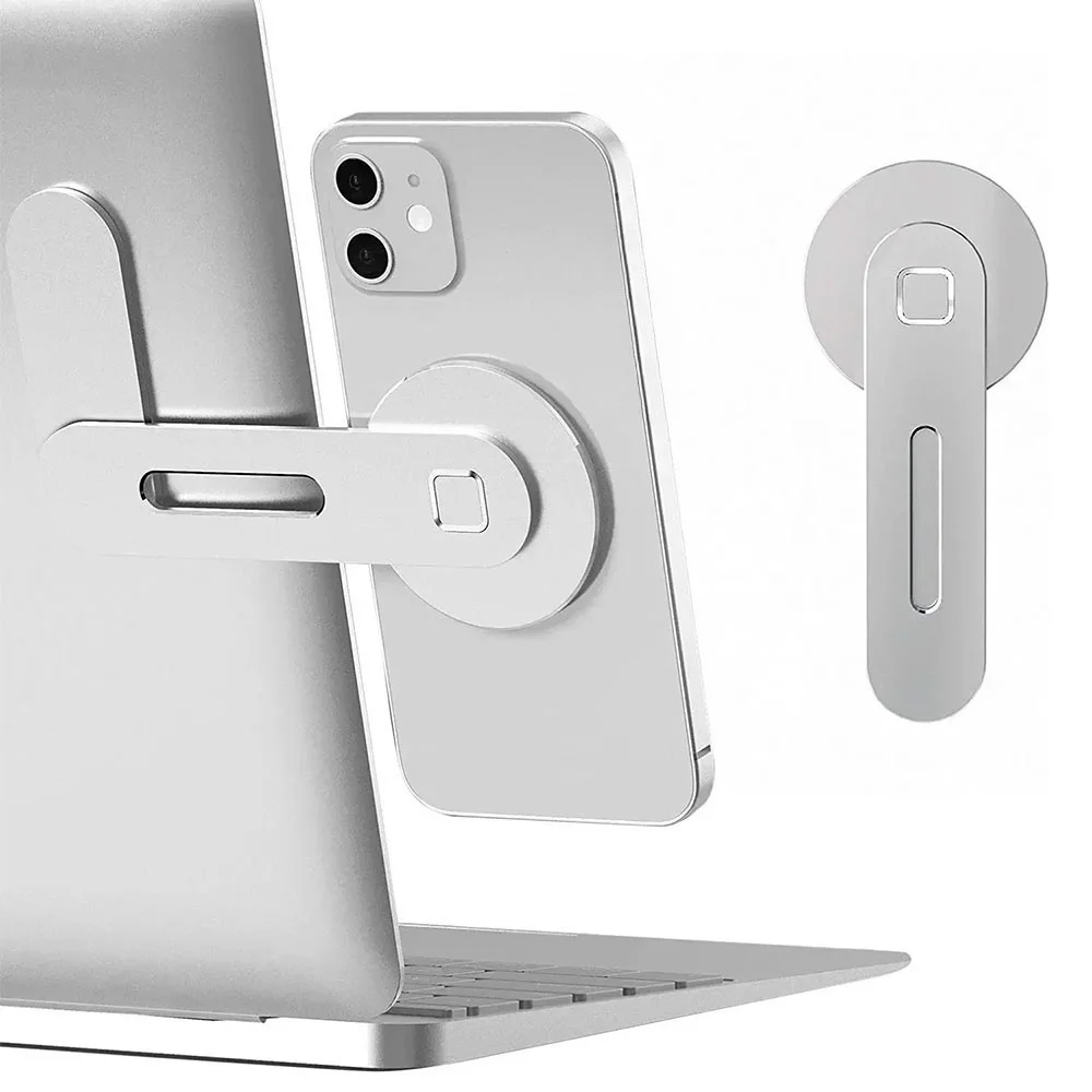 Magnetic Car Phone Holder for IPhone 14 13 12 Metal Expansion Bracket Slim Foldable Laptop Monitor Screen Side Mount Phone Stand