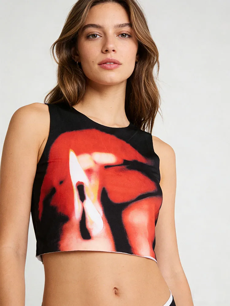 

Women's fashion trend 2026 new beautiful street Harajuku ins tie dye summer sexy sleeveless short vest Y2k clothing