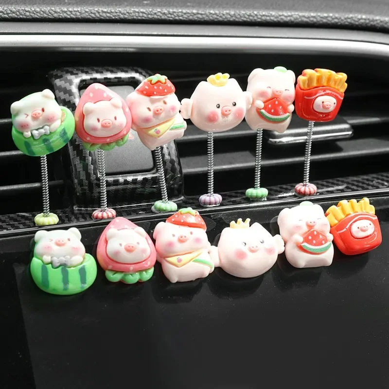 Watermelon Piglet Car Ornaments Dashboard Center Console Screen Navigation DIY Decor Accessories Mini Pig Desktop Ornament Gifts