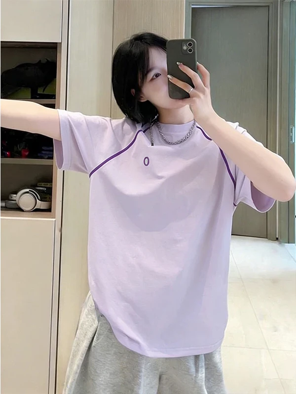Quick Dry Ice Silk T-Shirt Women's Summer Sport Short Sleeve Running Fitness Cycling Outdoor Clothes Trendy round Neck Print