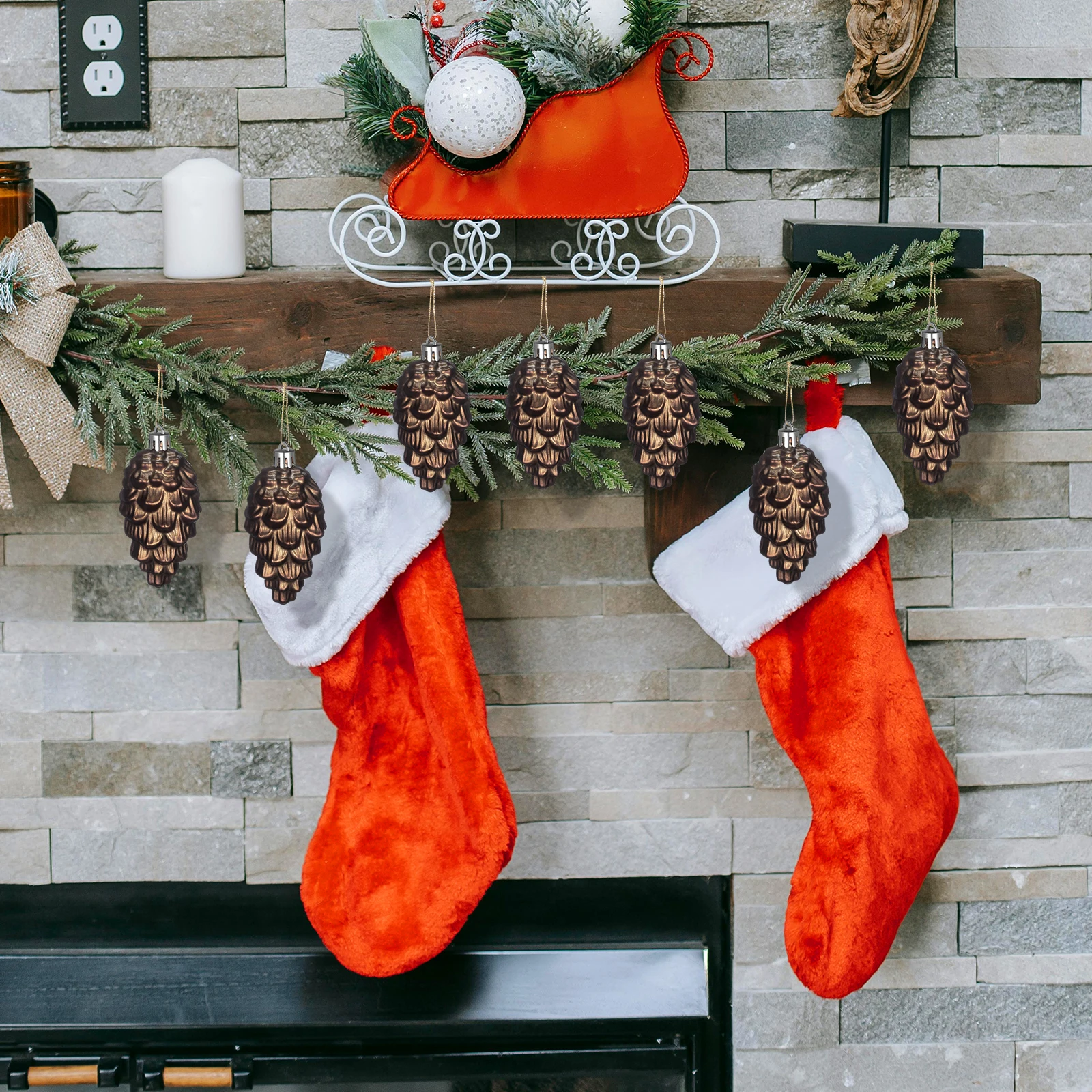 

8 Pcs Christmas Tree Pinecones for Decorating Shatterproof Ornaments Winter Decorations