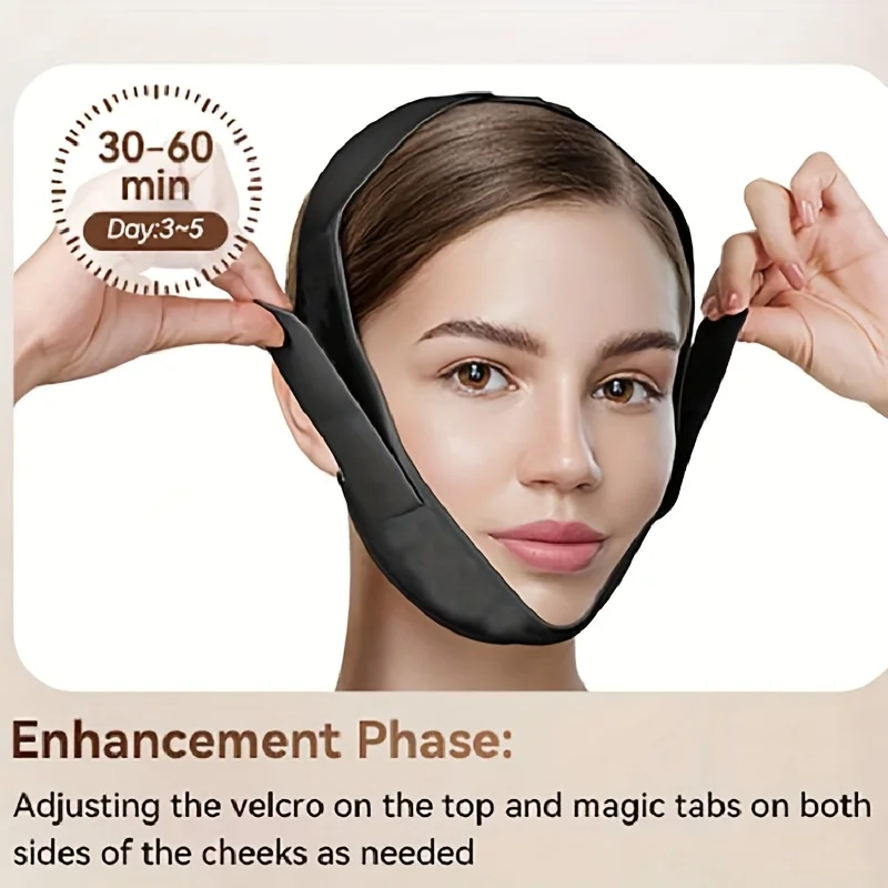 ضمادة رفع على شكل حرف V مع قناع لتقليل الذقن المزدوجة - نسيج مسامي، مقاس مريح، حزام تنغيم الوجه لشدها