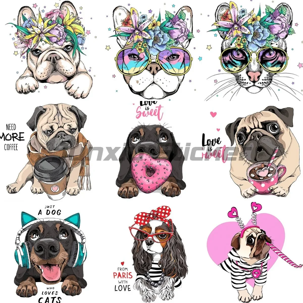 

Flower Cute Cat Dog Creative Stickers Motor Car Bumper Truck Window Wall Door Laptop Decals Customizable