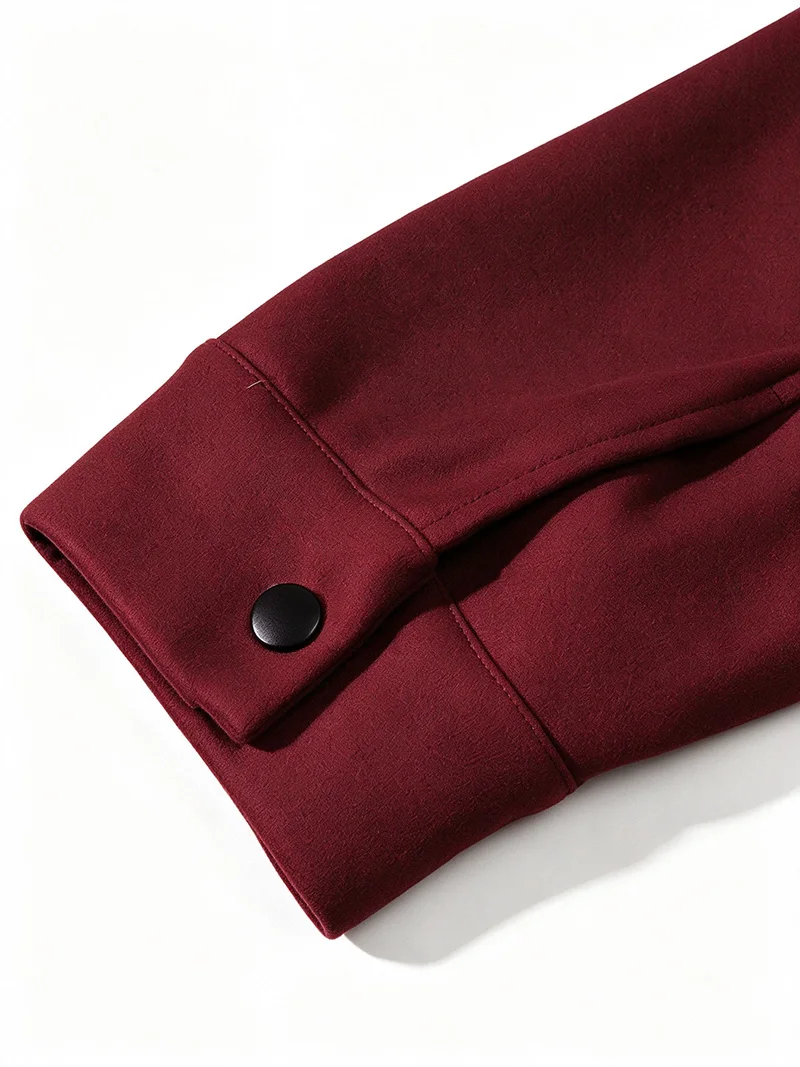 Herren Locker Sitzende Kurze Jacke aus Weichem Gebürstetem Stoff für Herbst und Winter, Business, Alltag, Casual, mit Falscher Dekoration, Brustklappe, Revers, Modische Oberbekleidung – Detail 11