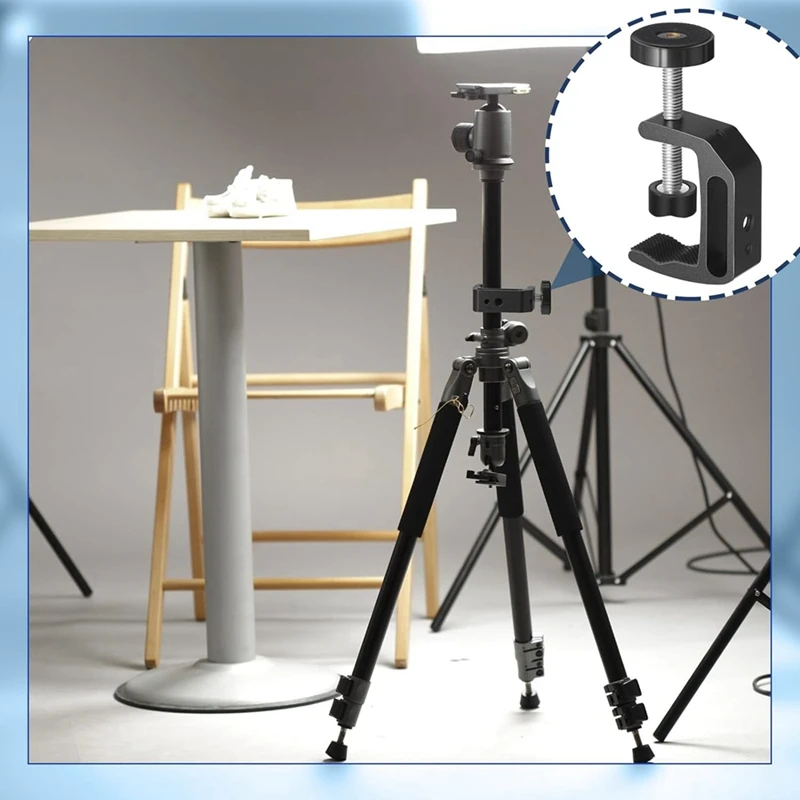 Support Clamp Table Clamp Universal C Clamp With 1/4 Inch And 3/8 Inch Thread Hole Aluminum