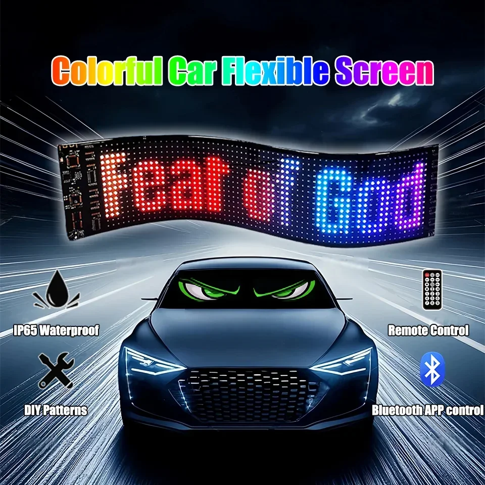 

Car LED Matrix Pixel Dazzling Display Rolling Car DIY Devil's Eye Flexible Screen Bluetooth APP Application Control Led Light