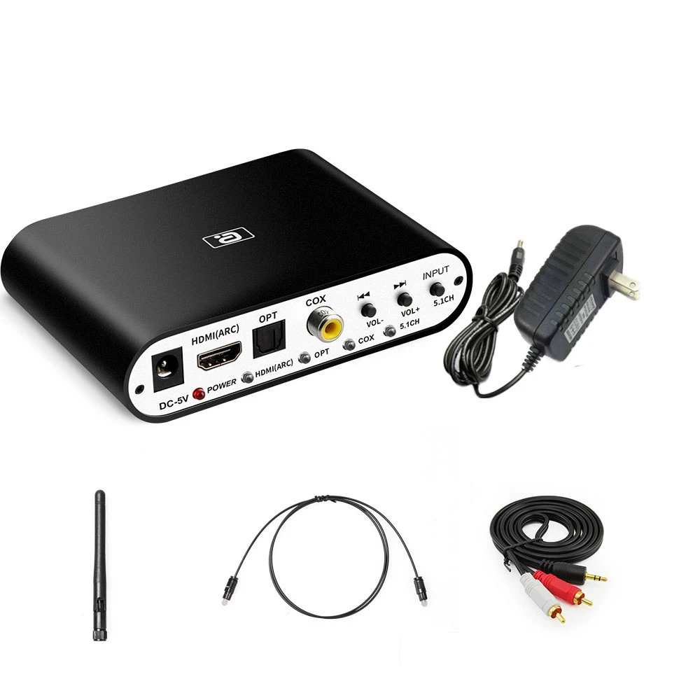 

DA615H 5.1CH Audio Decoder Bluetooth 5.0 Receiver DAC Wireless Audio Adapter Optical Coaxial U Play ARC DAC DTS US Plug