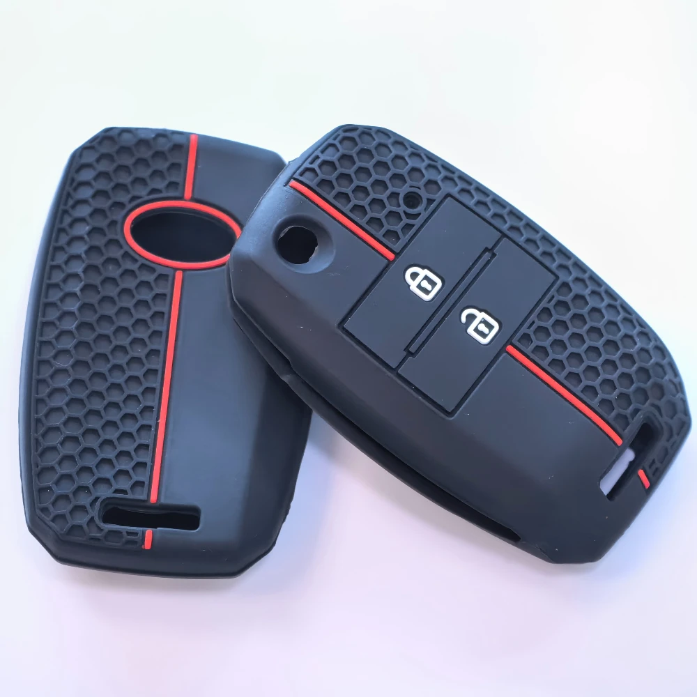 Capa de silicone para chave remota de carro, 2 botões, para kia carens ceed sorento optima picanto rio soul cerato forte sportage chave fob case