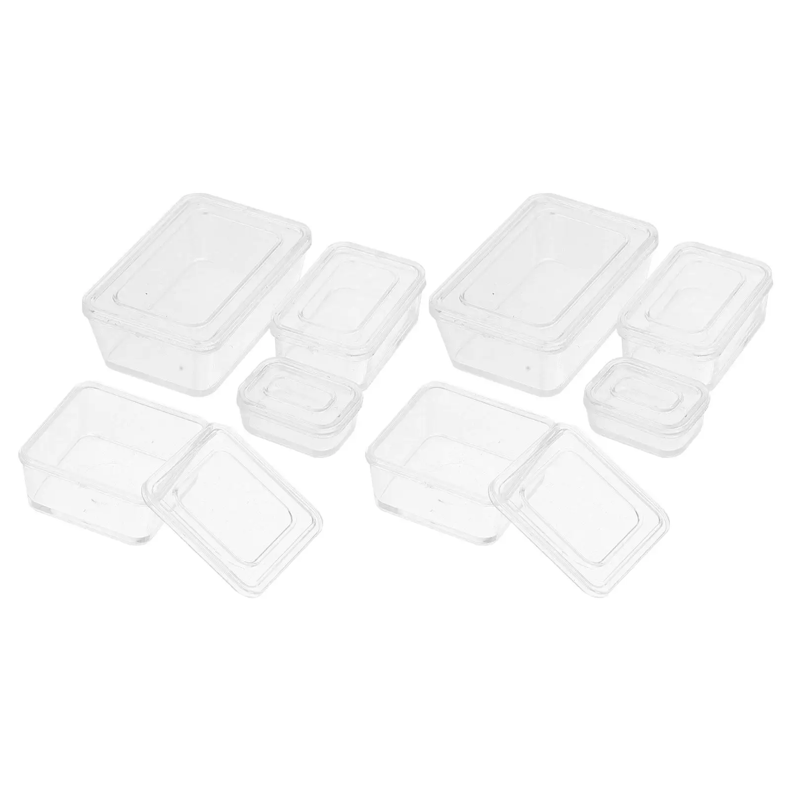 8Pcs Miniature Transparent Food Storage Box Bento Fresh Keeping Containers for Dollhouse Kitchen Ornament Snack Box Set