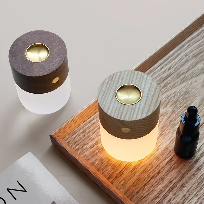 Essential Oil Diffuser Wood Aromatherapy Diffuser lampe a huile Oil Sleep Lamp USB Charging Bedside Night Light Christmas Gift