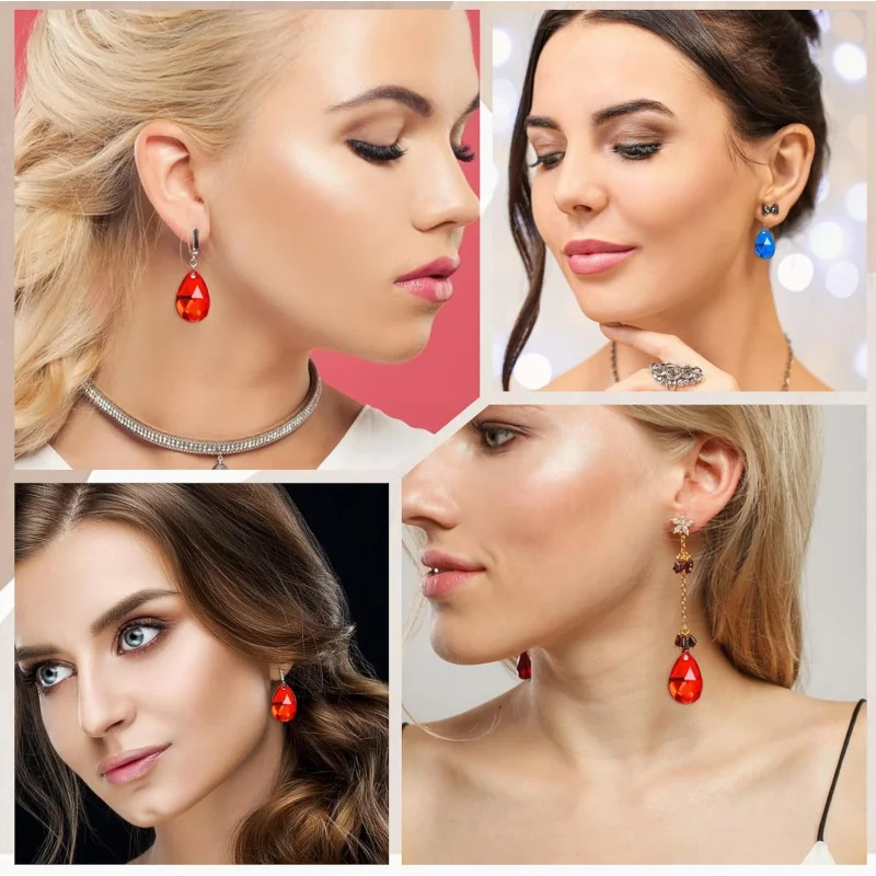 2 Water drop and oval-shaped resin jewelry molds、6 Silicone pendant molds with cavities are used for resin epoxy casting、Resin c