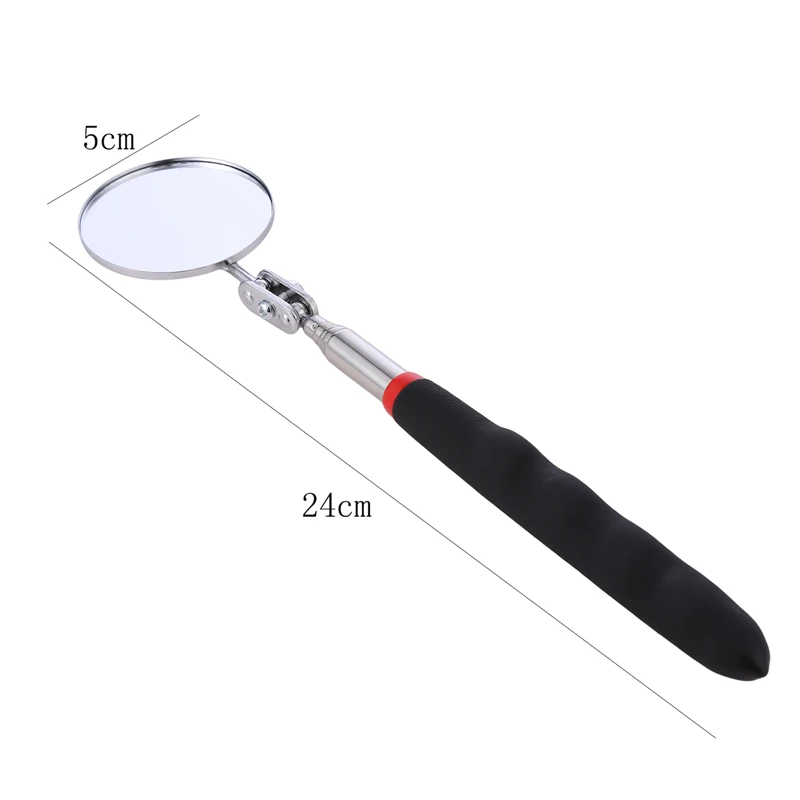 360 Retractable Telescopic Inspection Detection Lens Round Mirror Silver Pocket Clip New Car Tools Extend DIY Tool