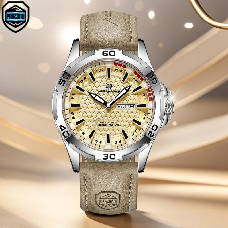 

PAAZOMU Original Man Wristwatch Top Luxury Waterproof Luminous Date Week Watch For Men Quartz Sport Leather Men's Watches Reloj