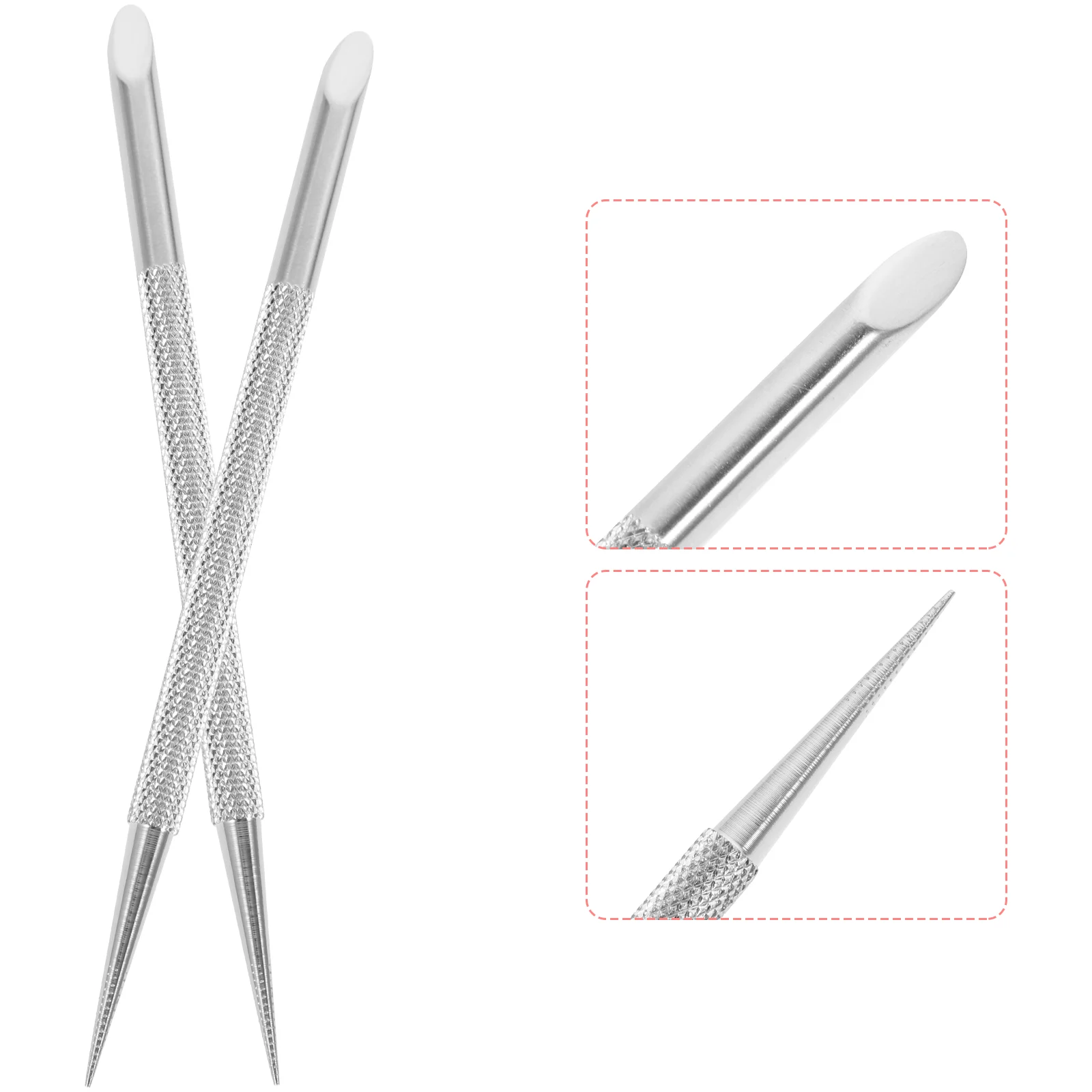 2 pezzi strumenti per il viso peeling per unghie tagliacuticole in acciaio inossidabile spingitore raschietto argento per smalto gel metallo bambino