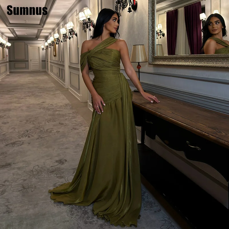 

Sumnus Elegant A-Line Prom Dress Pleats Sleeveless Floor Length Formal Evening Dress Gala فساتين سهرة Customized