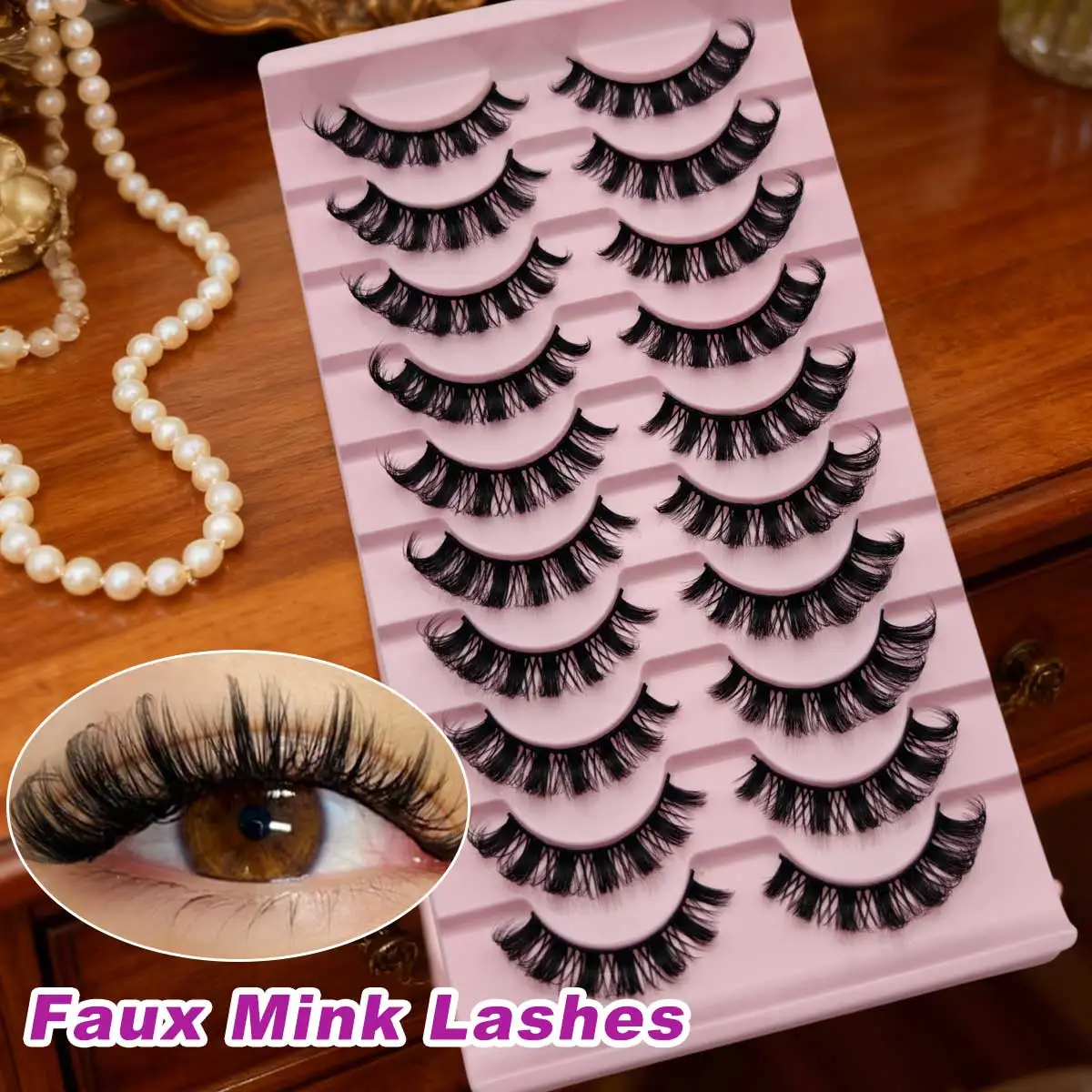 10 pares de pestañas rusas de imitación de visón, pestañas postizas reutilizables sin crueldad, ojo de gato, volumen fino, aspecto como extensiones