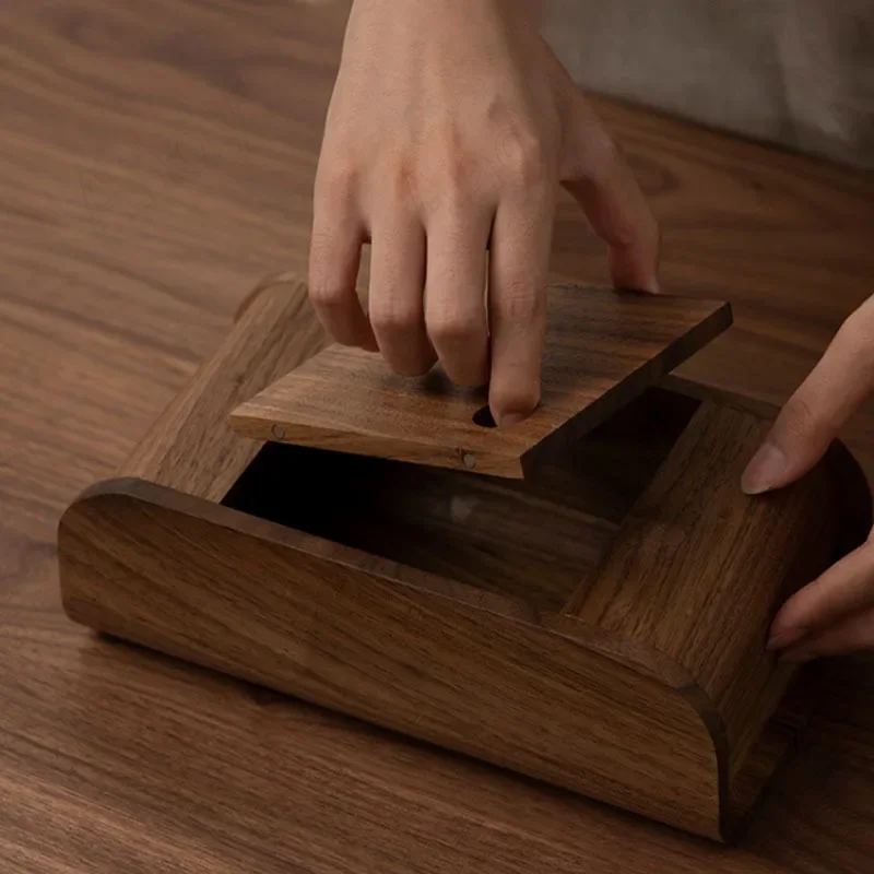 

Handmade Black Walnut Tissue Box Modern Art Western Restaurant Napkin Organizer Living Room Tabletop Ornaments Home Decoration