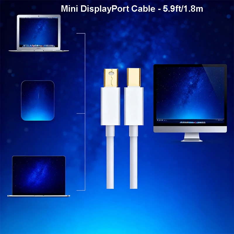 1.8m Mini Displayport Mini DP to Mini DP Cable  adaptor For thunderbolt Macbook Mac Lenovo Dell
