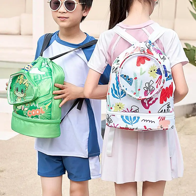 Swim Bags For Swimmers Wet And Dry Separation Swimming Beach Backpack Pool Backpack With Shoe Compartment Drawstring Pool Bag