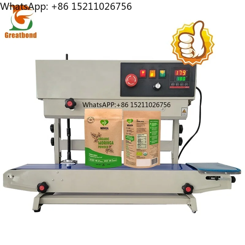 

FR900 Factory Continuous Band Sealer Stainless Steel Food Bag Adjustable Printing Date Horizontal Vertical Type Sealing Machine