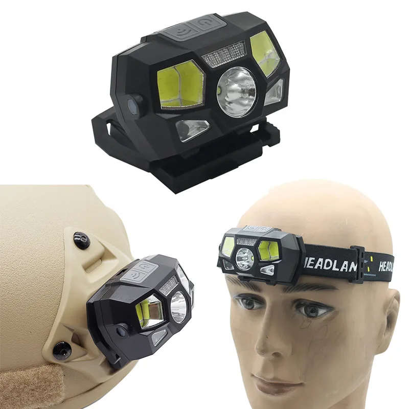

Тактический фонарь для шлема FAST MICH NVG, сигнальная лампа с датчиком, налобный фонарь с зарядкой через USB, водонепроницаемая фара для охоты и рыбалки