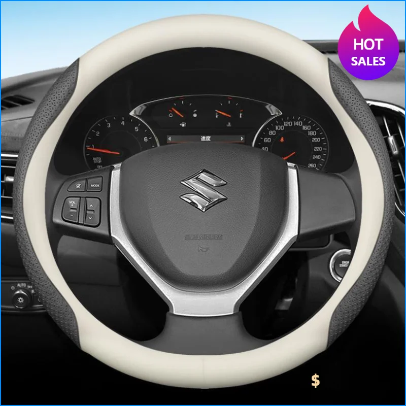 Leather Car Steering Wheel Cover for Suzuki Vitara Jimny Swift Ignis SX4 Baleno 2015 2016 2017 2018 2019 2020 Auto Accessories