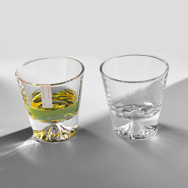 2pcs Set Wine Glasses Japanese Style Fuji Mountain View Cup Creative Whiskey Cocktail Tea Water Glass Transparent Household Cups