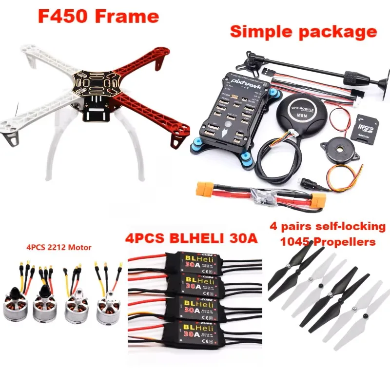 RCtoSky fibre de carbone 450 cadre PIXHAWK contrôle de vol copter quadrirotor BLHELI 30A 2212 moteur ESC module wifi avec train d'atterrissage