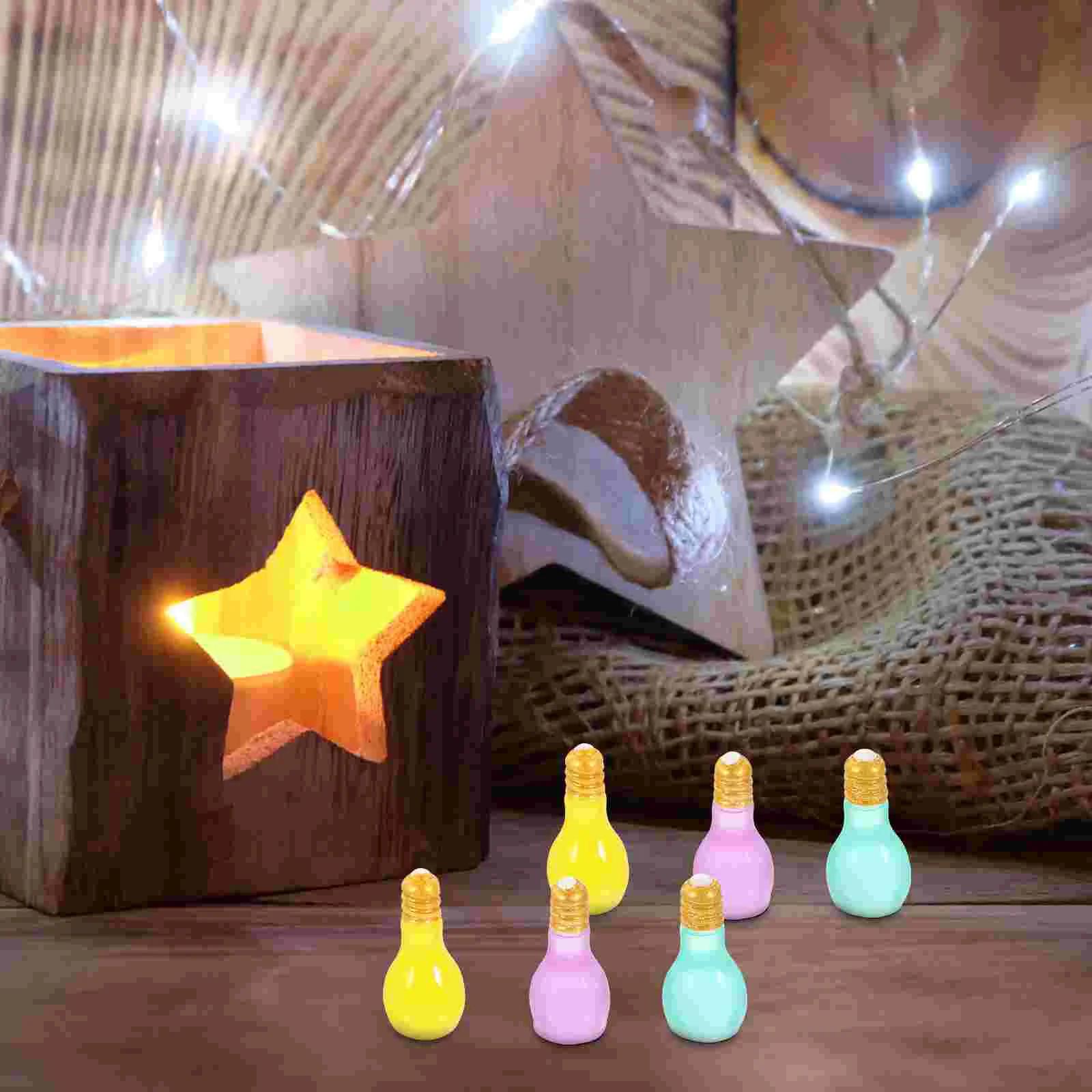 30 Pcs DIY Fluorescent Accessories Mini Home Decoration Miniature Resin Bulb Model Keychain