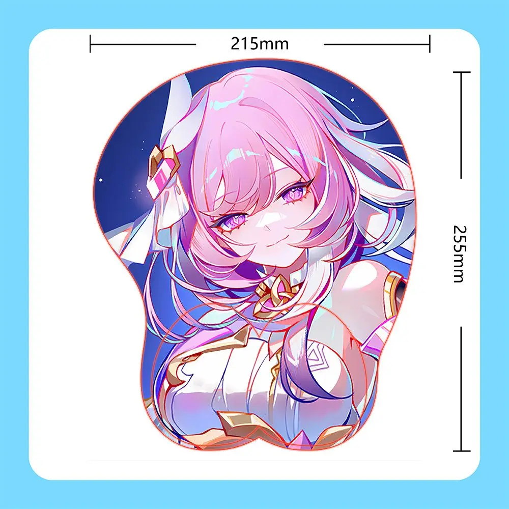 แผ่นรองเมาส์ 3 มิติ Honkai Impact 3rd ลายตัวละคร Elysia, Yae Miko, Raiden Ei พร้อมที่รองข้อมือซิลิโคน ของขวัญวันเกิด