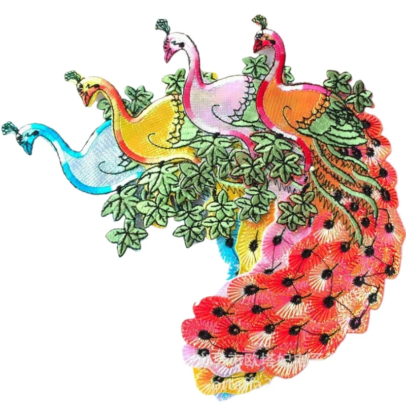 30 قطعة/الوحدة الفاخرة شارة مطرّزة النمط الصيني الطاووس الطيور زوجين فستان الزفاف شيونغسام مرحلة الملابس الديكور الحرفية Diy بها بنفسك