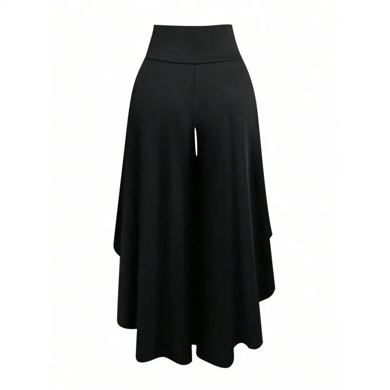 Ruffled High Waist Wide Leg Pants Casual Style Middle Age Women's Jeans Fishing Pants Other Material 100% Cross-Border