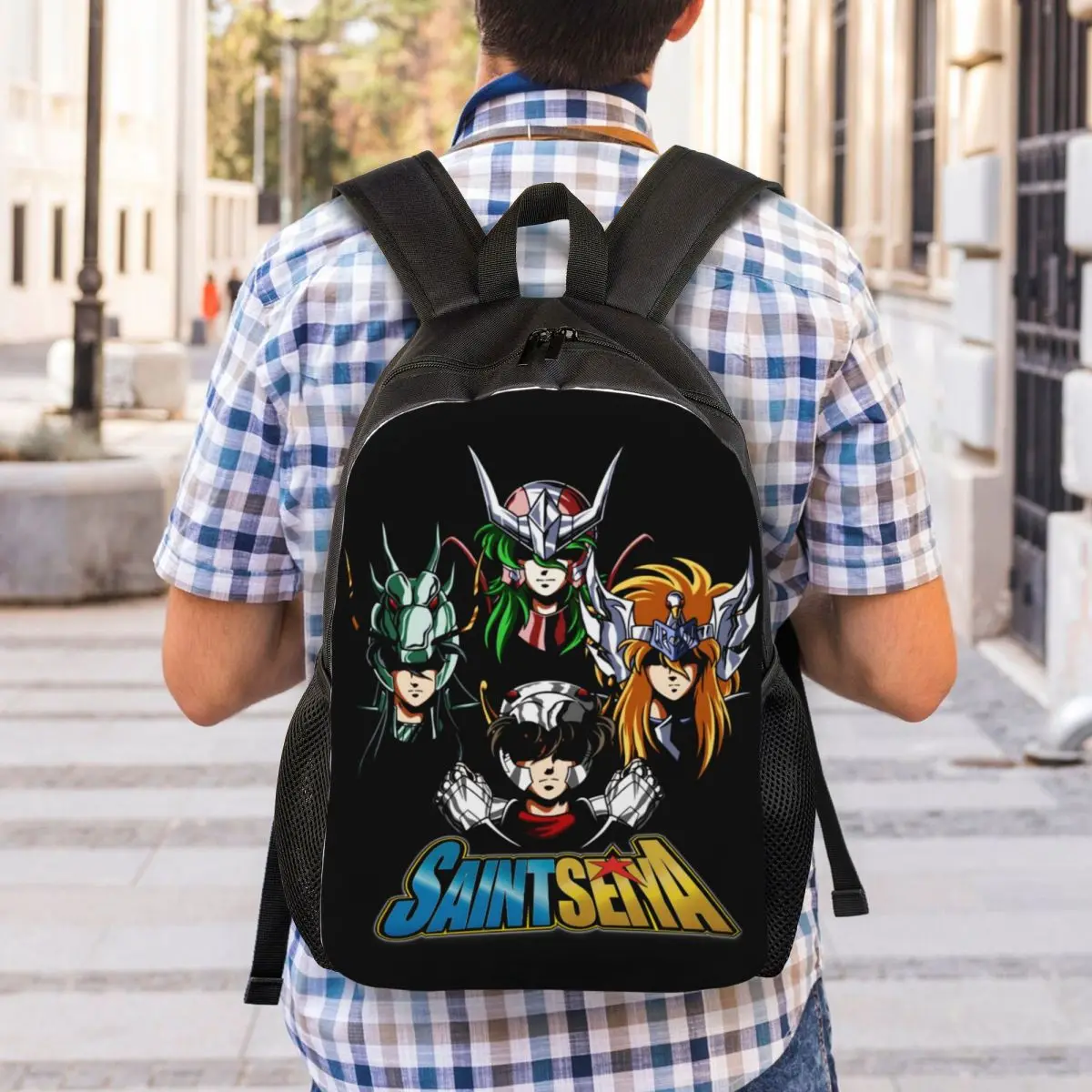 Kustom petualangan Manga Anime Saint Seiya ransel kuliah sekolah tas buku siswa cocok untuk Laptop 15 inci Ksatria zodiak tas