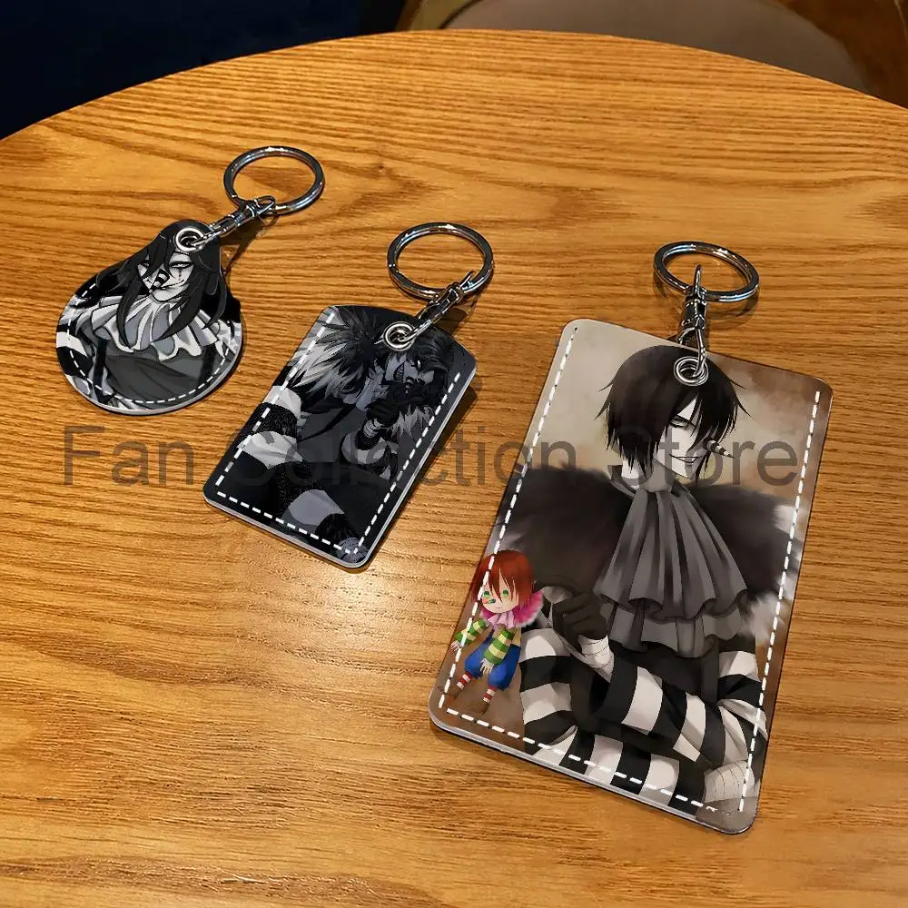 C-Creepypasta Laughing Jack Holder Keychain For Air Tag Bank Business Work Card Holder Student Card Protective Case Bus Card