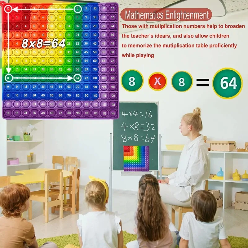 Vermenigvuldiging Toevoeging Wiskundespel Speelgoed, Regenboog Siliconen Beide zijden Times Tafel Educatief speelgoed Cadeaus voor kinderen