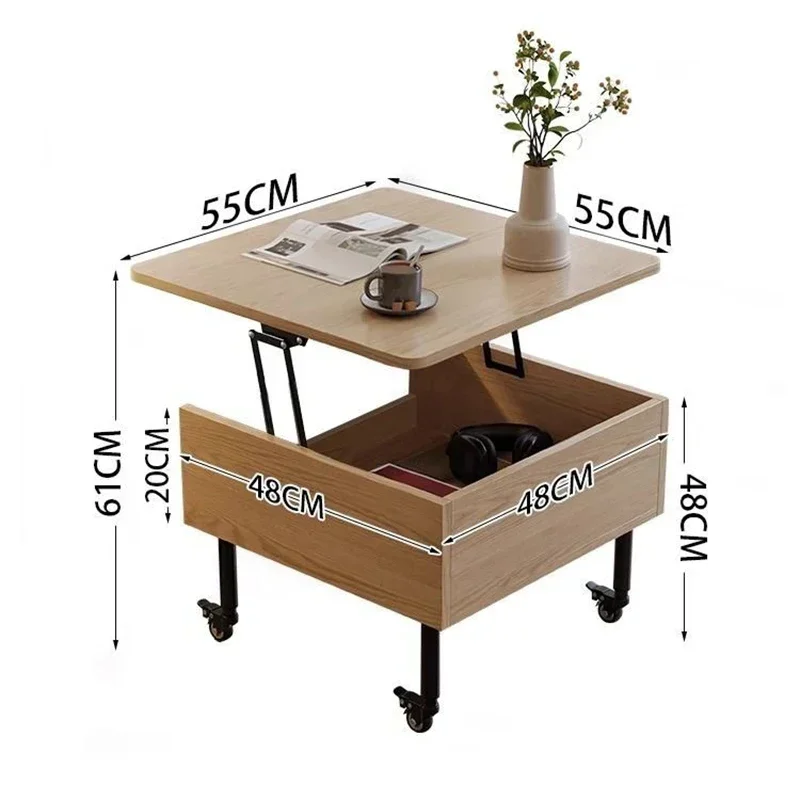 Liftable Coffee Table Wood Center Tables Minimalist Side Table Removable Tea Tables with Hidden Storage Room Furniture